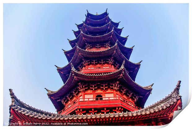 Ancient Chinese Ruigang Pagoda Suzhou Jiangsu China Print by William Perry