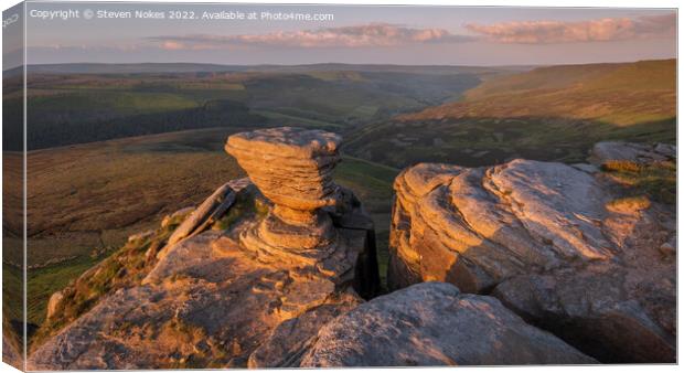 Majestic Summer Sunset on Kinder Scout Canvas Print by Steven Nokes