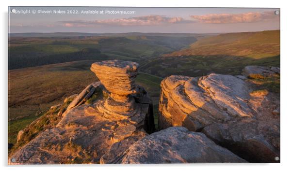 Majestic Summer Sunset on Kinder Scout Acrylic by Steven Nokes