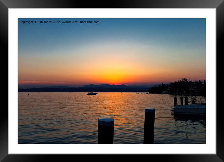 Super Sirmione Sunset Framed Mounted Print by Jim Jones