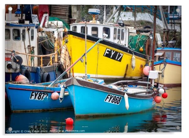 Mevagissey Fishing Boats Cornwall Acrylic by Craig Yates