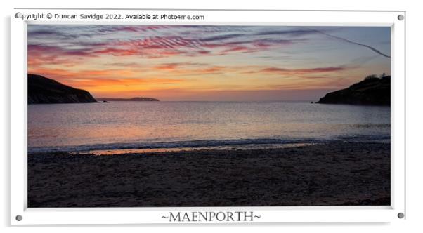 A Cornish sunrise at Maenporth Acrylic by Duncan Savidge