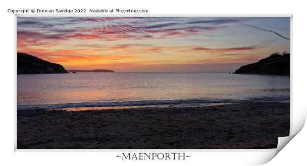 A Cornish sunrise at Maenporth Print by Duncan Savidge