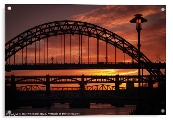 Tyne Bridge at Sunset Acrylic by Ray Pritchard