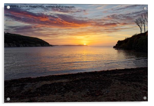 A sunrise from Maenporth beach Acrylic by Duncan Savidge