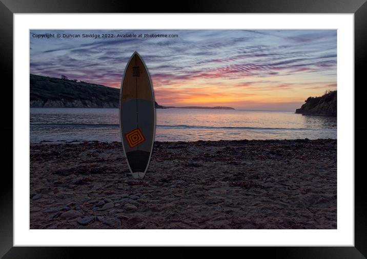 Maenporth beach paddleboard sunrise  Framed Mounted Print by Duncan Savidge