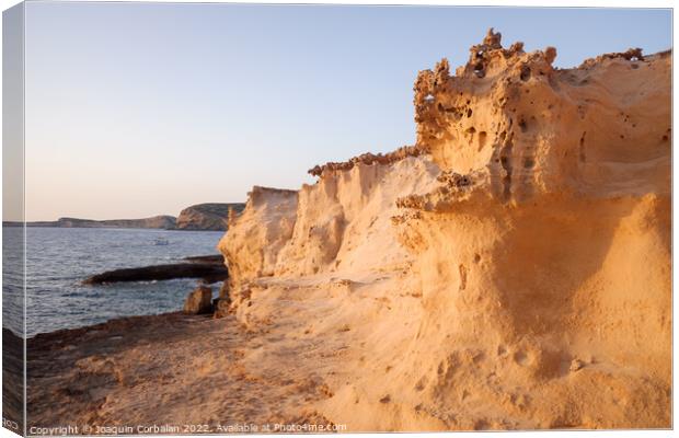 Limestone cliffs debris from erosion turns into white beach sand Canvas Print by Joaquin Corbalan