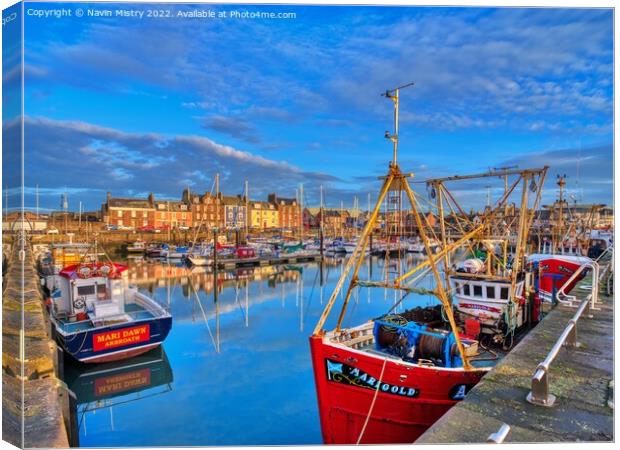 A view of Arbroath Harbour  Canvas Print by Navin Mistry