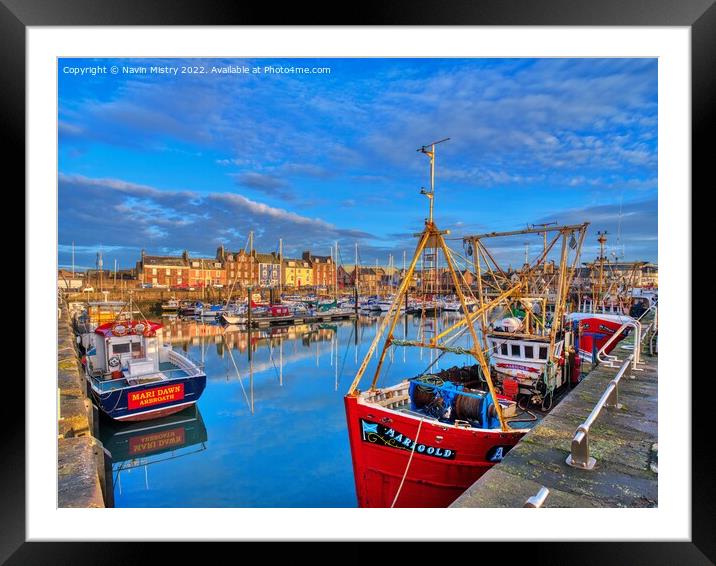 A view of Arbroath Harbour  Framed Mounted Print by Navin Mistry