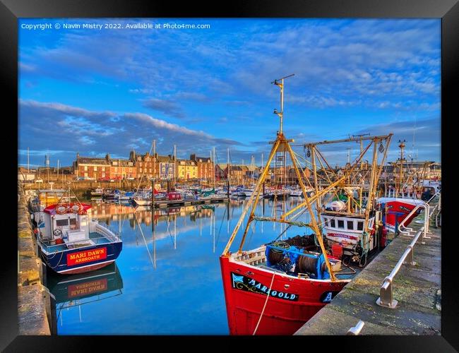 A view of Arbroath Harbour  Framed Print by Navin Mistry