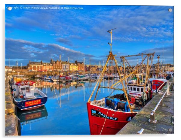 A view of Arbroath Harbour  Acrylic by Navin Mistry