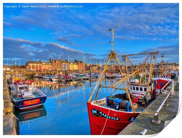A view of Arbroath Harbour  Print by Navin Mistry