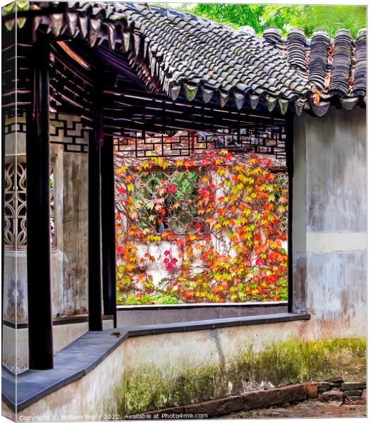 Corridor Window Fall Garden Humble Administrator Suzhou China Canvas Print by William Perry