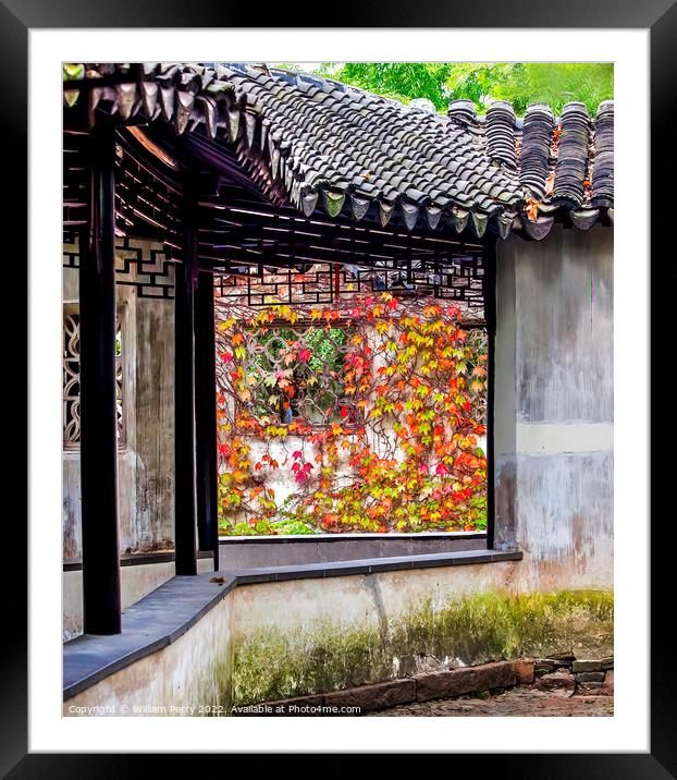 Corridor Window Fall Garden Humble Administrator Suzhou China Framed Mounted Print by William Perry