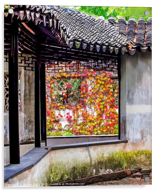 Corridor Window Fall Garden Humble Administrator Suzhou China Acrylic by William Perry