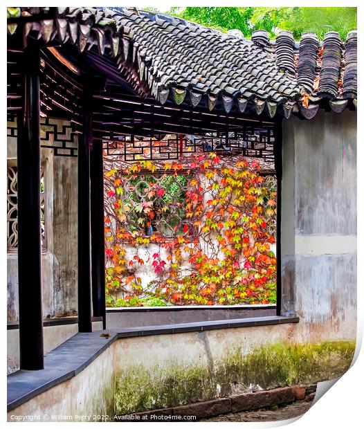 Corridor Window Fall Garden Humble Administrator Suzhou China Print by William Perry
