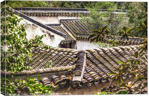 Rooftops Garden of the Humble Administrator Ancient Chinese Hous Canvas Print by William Perry