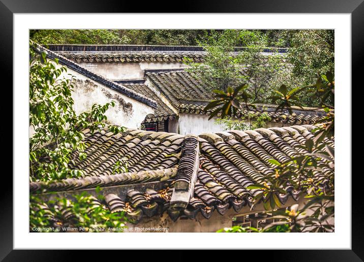 Rooftops Garden of the Humble Administrator Ancient Chinese Hous Framed Mounted Print by William Perry