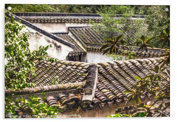 Rooftops Garden of the Humble Administrator Ancient Chinese Hous Acrylic by William Perry