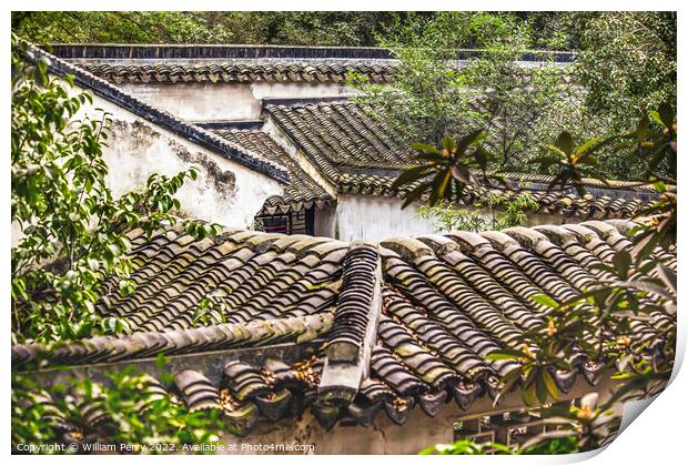 Rooftops Garden of the Humble Administrator Ancient Chinese Hous Print by William Perry