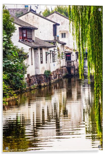 Ancient Chinese Houses Reflection Canal Suzhou China Acrylic by William Perry