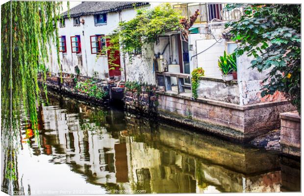 Ancient Chinese Houses Water Reflection Canals Suzhou China Canvas Print by William Perry