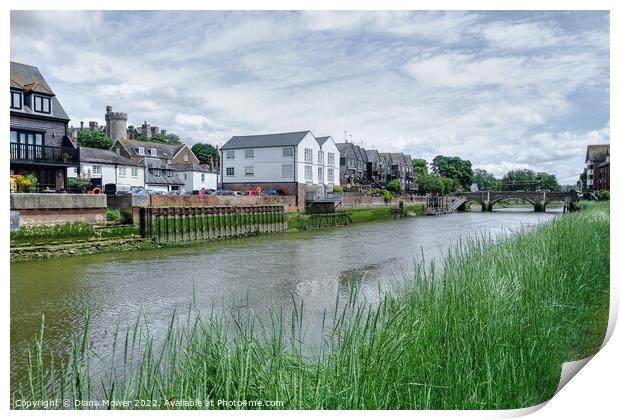 Alongside the river Arun at Arundel,West Sussex. Print by Diana Mower
