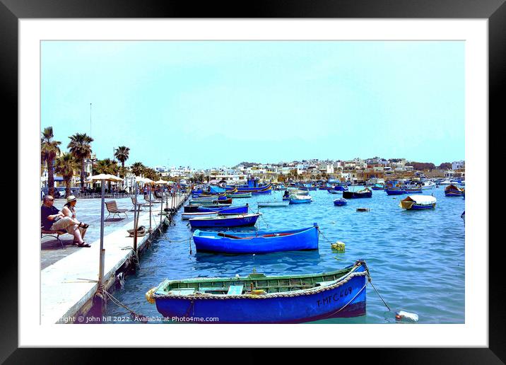 Marsaxlokk harbour, Malta. Framed Mounted Print by john hill