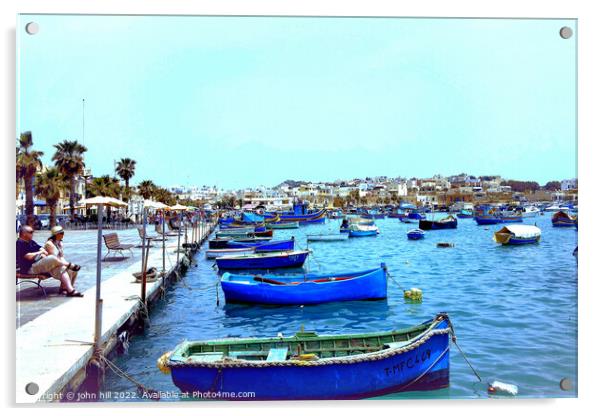 Marsaxlokk harbour, Malta. Acrylic by john hill
