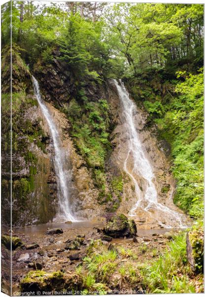 Grey Mares Tail Waterfall Llanrwst Canvas Print by Pearl Bucknall