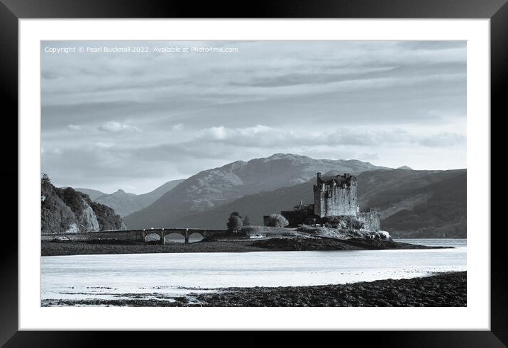 Eilean Donan Castle Scotland Black and White Framed Mounted Print by Pearl Bucknall