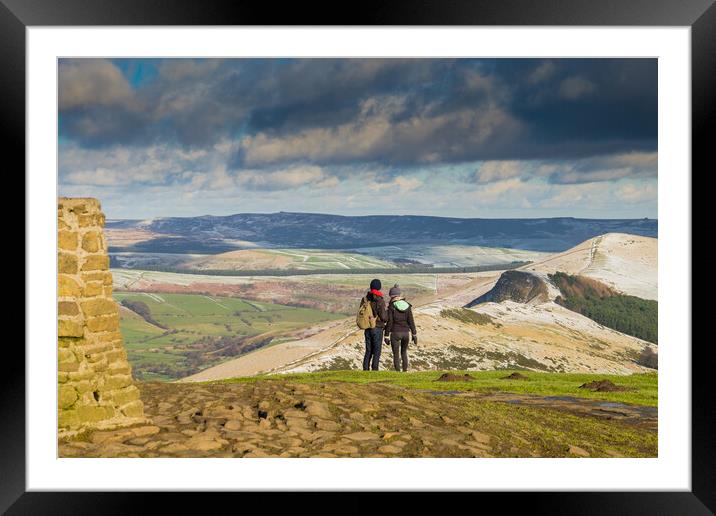 The trig point on the top of Mam Tor. Framed Mounted Print by Bill Allsopp