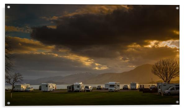 Caravans at Onich. Acrylic by Bill Allsopp