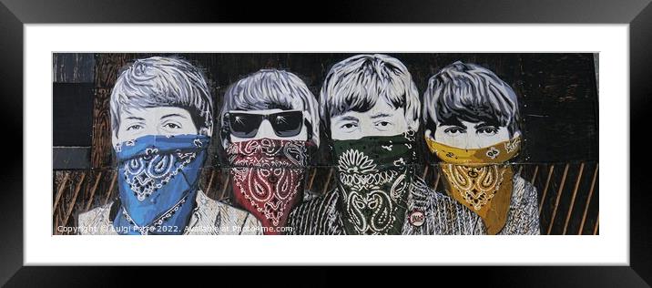 The Beatles as Outlaw Rebels Framed Mounted Print by Luigi Petro