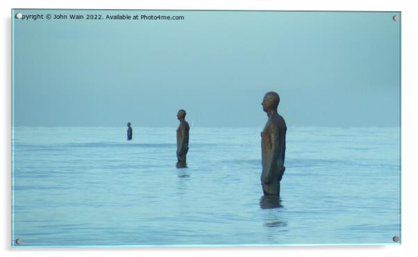 Three Men on the beach Acrylic by John Wain
