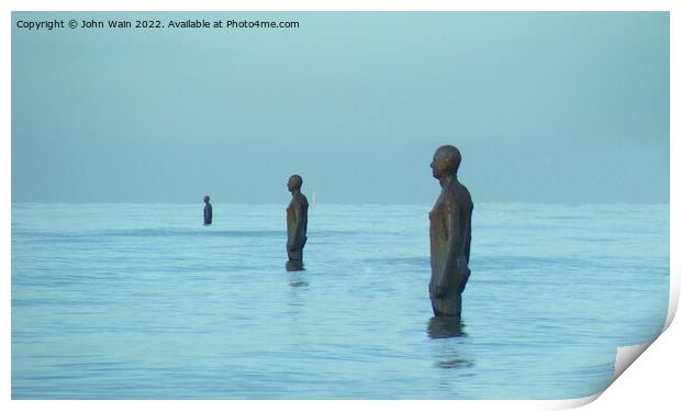 Three Men on the beach Print by John Wain