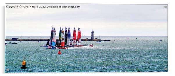 Plymouth Sail GP The Start Line Acrylic by Peter F Hunt