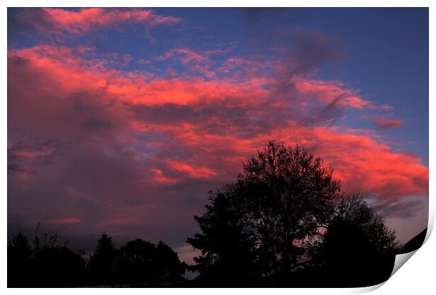 red sky at dusk Print by Sally Wallis