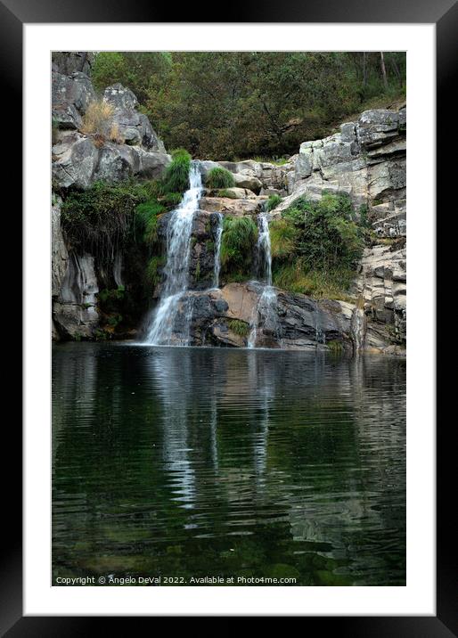 Poco Negro waterfall in Carvalhais Framed Mounted Print by Angelo DeVal