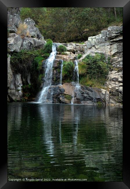 Poco Negro waterfall in Carvalhais Framed Print by Angelo DeVal