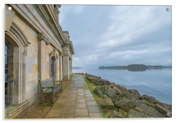 Normanton church at Rutland Water. Acrylic by Bill Allsopp