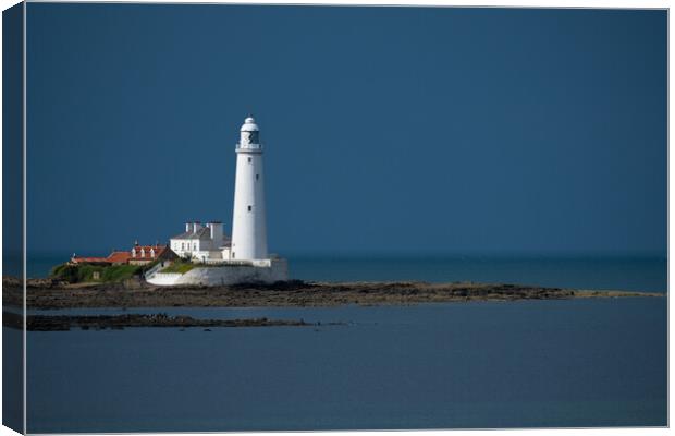 St. Mary's Island and lighthouse. Canvas Print by Bill Allsopp