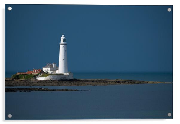 St. Mary's Island and lighthouse. Acrylic by Bill Allsopp