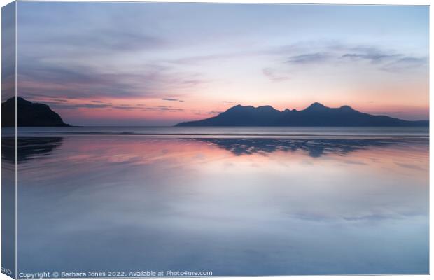 Isle of Eigg, Laig Bay Sunset Afterglow, Scotland. Canvas Print by Barbara Jones