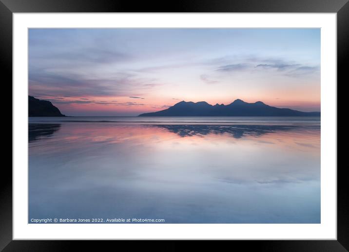 Isle of Eigg, Laig Bay Sunset Afterglow, Scotland. Framed Mounted Print by Barbara Jones