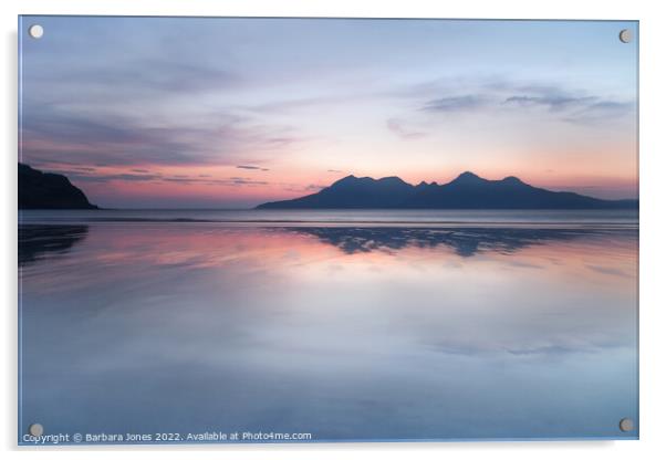 Isle of Eigg, Laig Bay Sunset Afterglow, Scotland. Acrylic by Barbara Jones