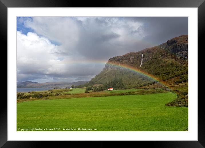 Isle of Mull, Rainbow at Balnahard Scotland Framed Mounted Print by Barbara Jones