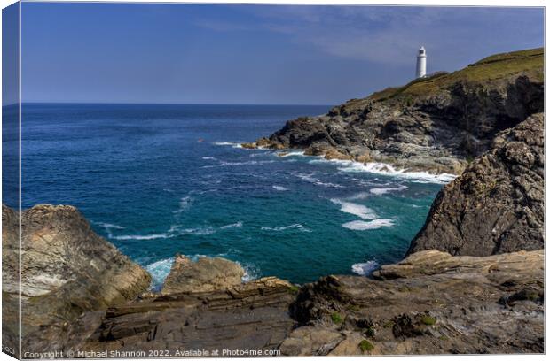 The Lighthouse at Trevose Head in Cornwall. Canvas Print by Michael Shannon