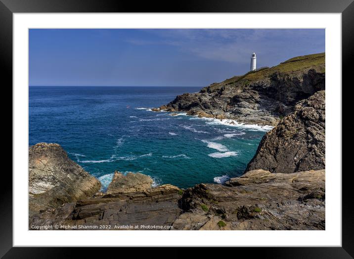 The Lighthouse at Trevose Head in Cornwall. Framed Mounted Print by Michael Shannon