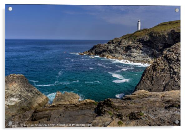 The Lighthouse at Trevose Head in Cornwall. Acrylic by Michael Shannon